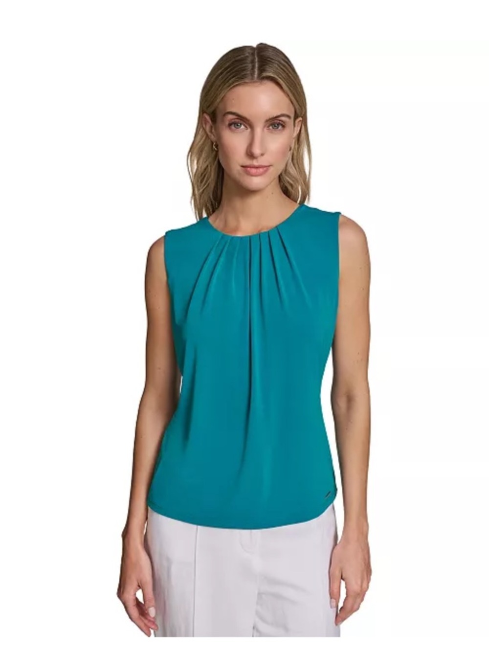 Calvin Klein Teal Pleated Sleeveless Camisole